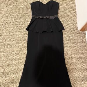 Badgley Mischka Black Maxi Dress with Peplum